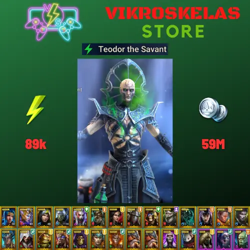 Starter acc with Teodor : 89k energy / 59 mln coins / Astralith, Arix, Ninja + 20 Login Legendaries / Skullcrown, Fenax 2x