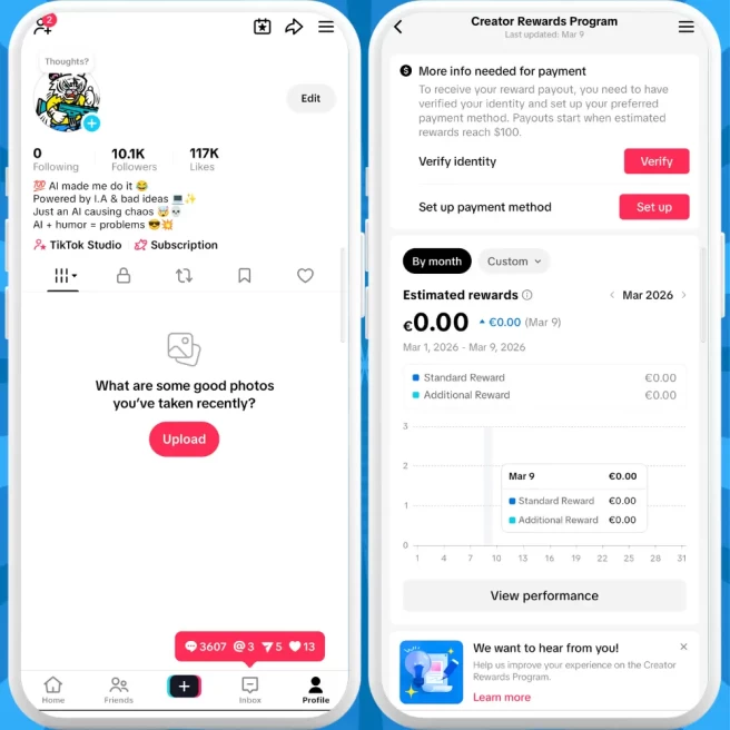 [Discounted] France Monetized Creator Rewards Program Account | 10K Authentic Followers & 117K Likes | Verified Screenshots + Instant Delivery