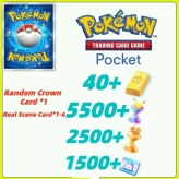 Global Server / Pokémon Gold Bricks*40 - Pack Opening Hourglass*5500- Challenge Hourglass*2500- -Real Scene Card*1-6+Random Crown Card *1/Androi