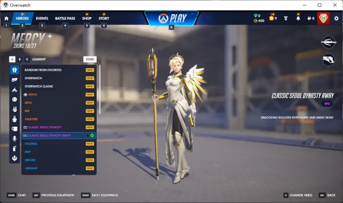 CLASSIC SEOUL DYNASTY AWAY / 4 Gold Weapons / Full Mail Access / see the picture / Please Read Description  / cggaj