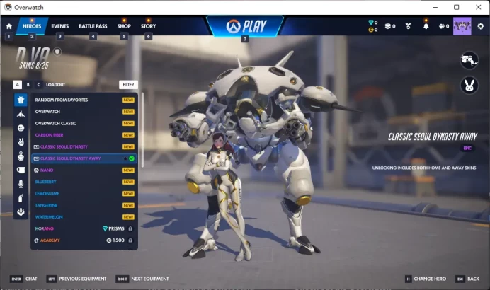 CLASSIC SEOUL DYNASTY AWAY / 4 Gold Weapons / Full Mail Access / see the picture / Please Read Description / trcfj