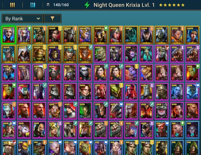 Starter.Mythical Night queen krixia. 18 legendary. 5000 gems