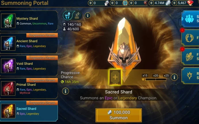 Starter.Mythical Night queen krixia. 18 legendary. 5000 gems
