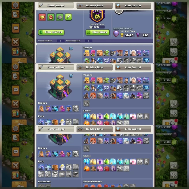 [5 Digit Global Rank]||[5647 All Time Best By Th14]||Legend League Badge|| Heroes:53-79-51-33-22||6th Builders||Exp:235