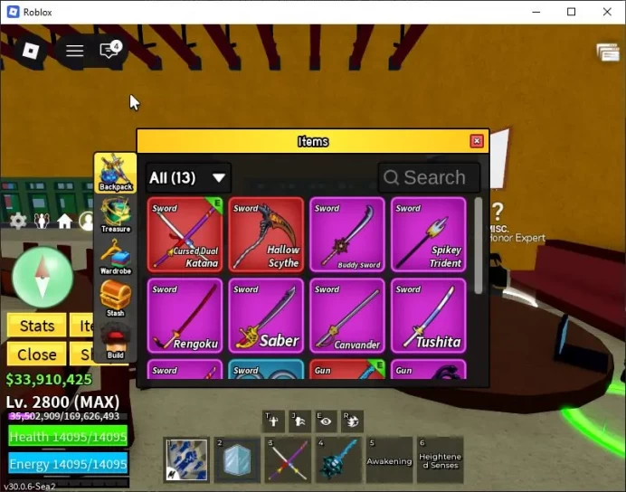 Blox Fruit | Lv 2800 | Ghoul V4 | 3 Myth WP (CDKatana,HScythe,SGuitar) + Godhuman | Take Email | Check SS (RBL892)