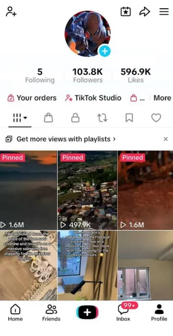 Instanly Delivery/ Monetized 103K Real Followers+596K Real Likes Account/ Creator Rewards Program Activated/ Live Stream/ Full Access