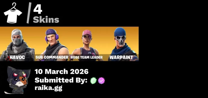 4 skins | Havoc | Ride The Pony | Sub Commander | Skirmish | Pursuit | Backup Plan | Clawz Retro | Instigator | Ol' Woody | Mean Streak