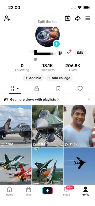 Instanly Delivery/ Monetized 18K Real Followers+200K Real Likes Account/ Creator Rewards Program Activated/ Live Stream/ Full Access