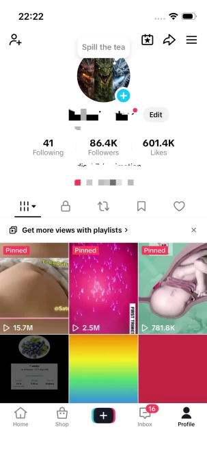 Instanly Delivery/ Monetized 86K Real Followers+600K Real Likes Account/ Creator Rewards Program Activated/ Full Access