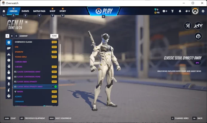 CLASSIC SEOUL DYNASTY AWAY / GENJI / Full Mail Access / see the picture / Please Read Description / npje