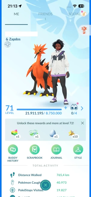 Level 71, 3 Legendary IV100, 97 Shiny, 90 Legendary, 21 IV 100, 4 Shiny Legendary, 20 Shadow Legendary