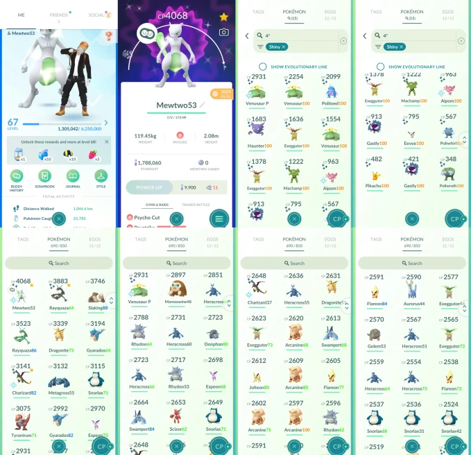 AC1329 -lv 67 Mystic | x10 3000CP | x165 2000CP | x23 Legendary | x15 SHUNDO | x98 shiny | x65 100IV | Shiny Mewtwo Rayquaza | 100IV Charizard V
