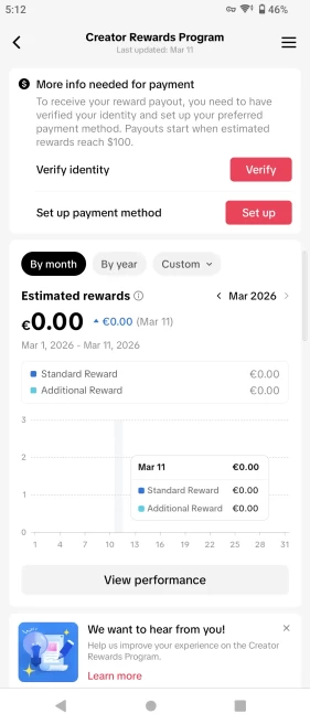 [Discounted] France Monetized Creator Rewards Program Account | 12K Followers & 36K Likes | Verified Screenshots + Instant Delivery