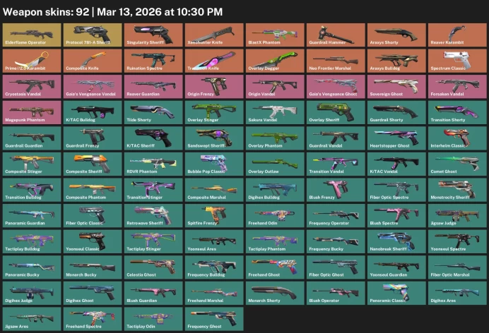 EU / 92 skins / Singularity Sheriff / Xenohunter Knife / Reaver Karambit / prime karambit / Gaia's Vengeance Vandal / 
