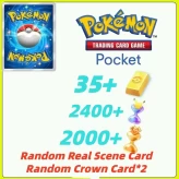 Global Server / Pokémon Gold Bricks*35 - Pack Opening Hourglass*2400- Challenge Hourglass*2000- Random Real Scene Card+Random Crown Card*2/