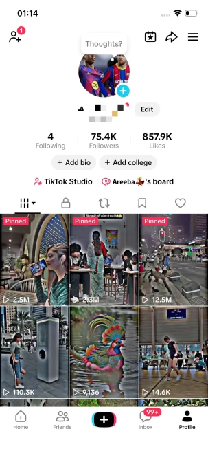 Instanly Delivery/ Monetized 75K Real Followers+850K Real Likes Account/ Creator Rewards Program Activated/ Live Stream/ Full Access