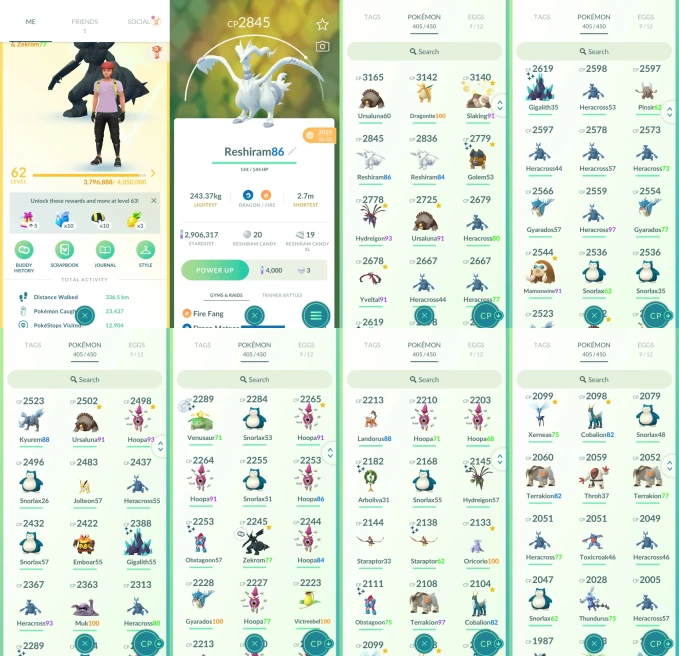 AC1341 -lv 62 Instinct | x3 3000CP | x72 2000CP | x36 Legendary | x115 shiny | x16 100IV | pvp 1500 team | Hoopa Genesect Cobalion Terrakion Res