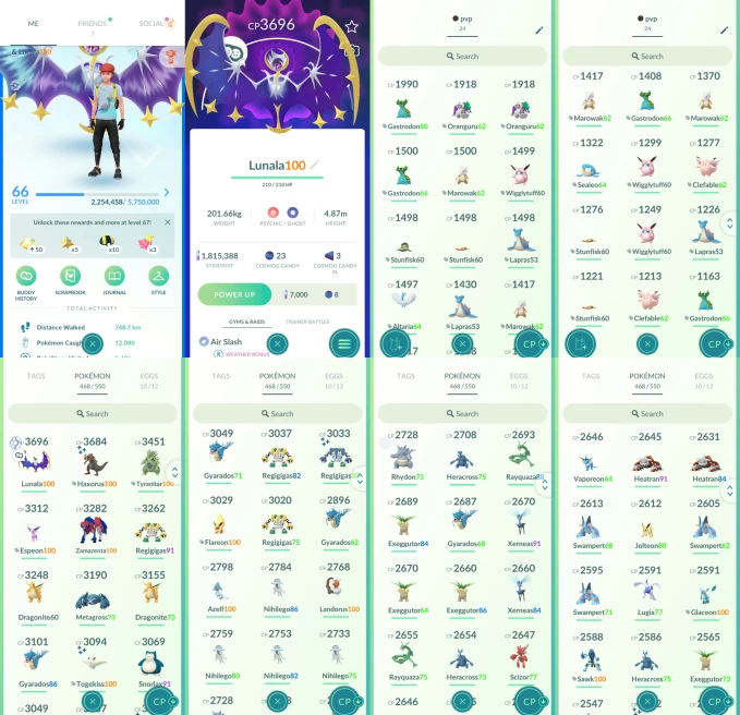 AC1336 -lv 66 Mystic | x17 3000CP | x143 2000CP | x78 Legendary | x3 SHUNDO | x47 shiny | x36 100IV | 4* Lunala Zamazenta Thundurus | pvp team 1