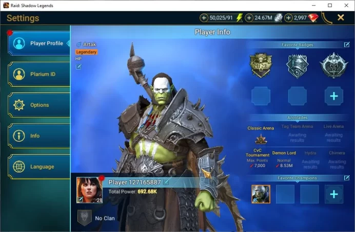 Lv28 692K Power|2,9K Gems|1 Mythical (Gizmak)|18 Legendary(Leonardo,Michelangelo,Ninja,Martyr,Etc)|50K Energy|Plarium|(RSL1314)