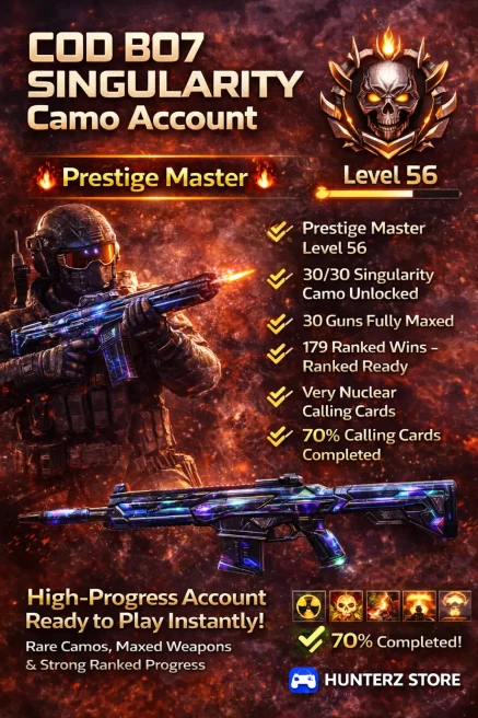 [ BLACK OPS 7 ] BO7 PRESTIGE MASTER | 30/30 SINGULARITY CAMO (HARD UNLOCKED) | 50 WINS DONE | 30 GUNS MAXED | VERY NUCLEAR CC | XBOX / PS / PC