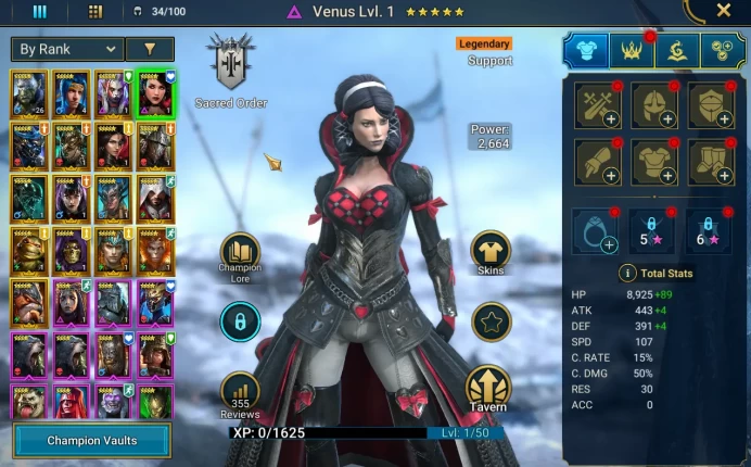 Starter Best Legends(Venus+Yukimasa) + 15 Other Legends(Ninja,Xenomorph,Wukong,Etc) + 52k Energy + 10k Crystals|Plarium|RSL1318