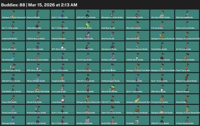 EU / 72 skins / VCT 2026 Sigil / Primordium Vandal / EX.O Vandal / Recon Phantom /  Kogitsune / Neo Frontier Axe /