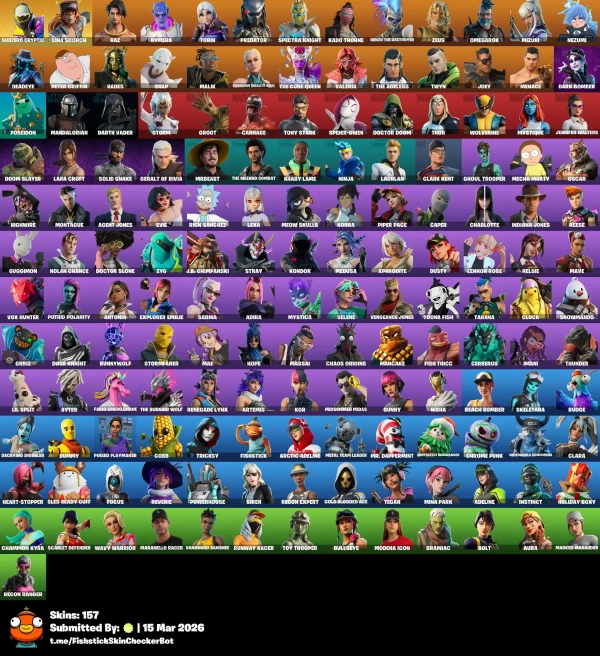 | Full Access | 157 skins | Lara Croft | Tony Stark | Kor | Clark Kent | The Mandalorian | Darth Vader |
