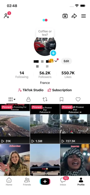 France Monetized Account/ 56K Real Followers+550K Real Likes/ Creator Rewards Program Activated/ Full Access