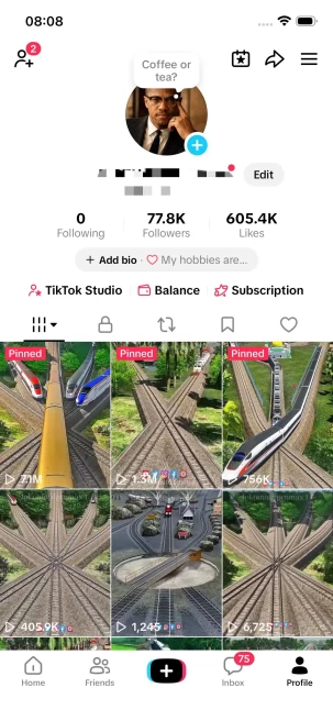 Monetized 77K Real Followers+600K Real Likes Account/ Creator Rewards Program Activated/ Full Access