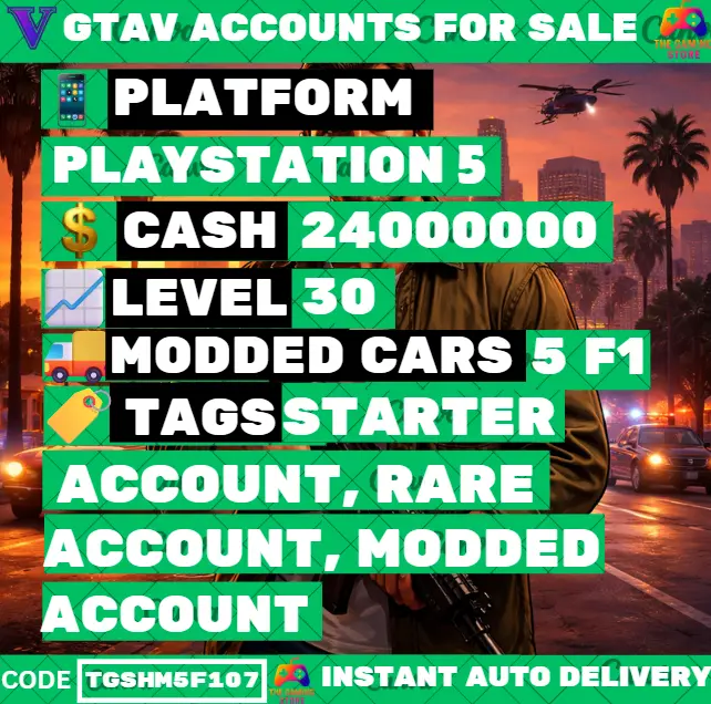[PS5] 100 Million (Cash + Cars) | RP Level 30 | 5 F1 Modded Cars | Full Access | Instant Delivery ⸱ TGSHM5F107