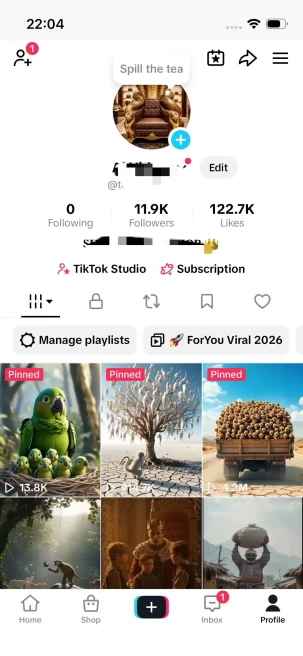 Instanly Delivery/ Monetized 11K Followers+120K Likes Account/ Creator Rewards Program Activated/ Live Stream/ Full Access