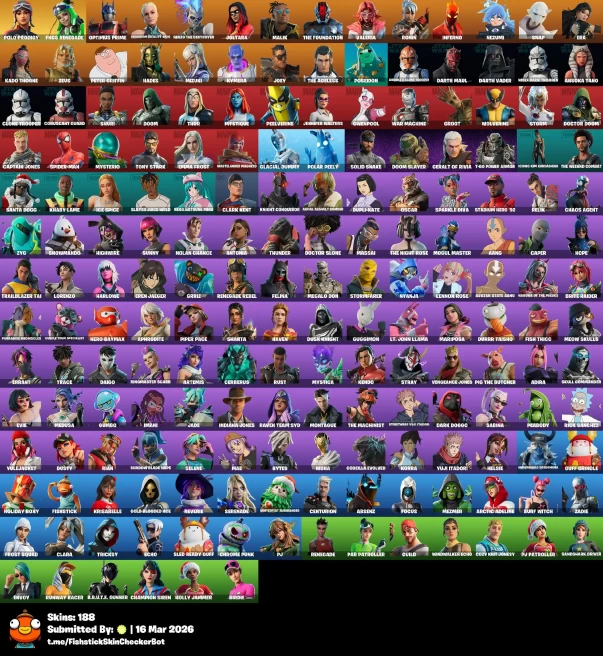 | Full Access | 188 Skins | Polo Prodigy | Tony Stark | Spider-Man | Clark Kent | Rick Sanchez |
