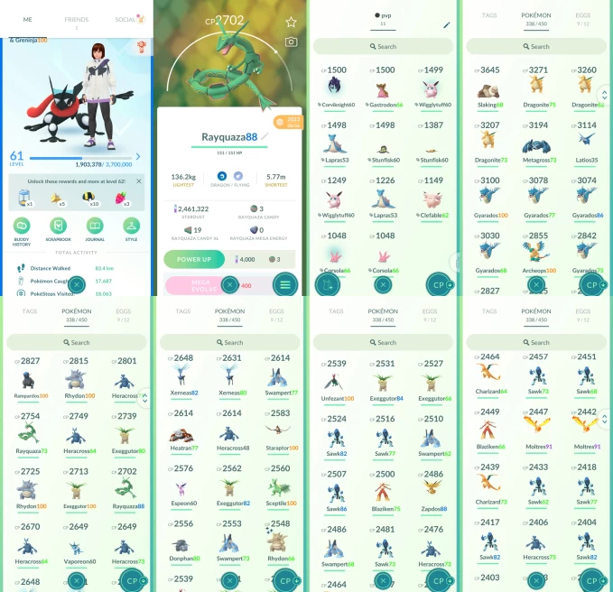 AC1346 -lv 61 Mystic | x10 3000CP | x136 2000CP | x40 Legendary | x2 SHUNDO | x85 shiny | x44 100IV | pvp 1500 team | Regidrago Nihilego Regiele