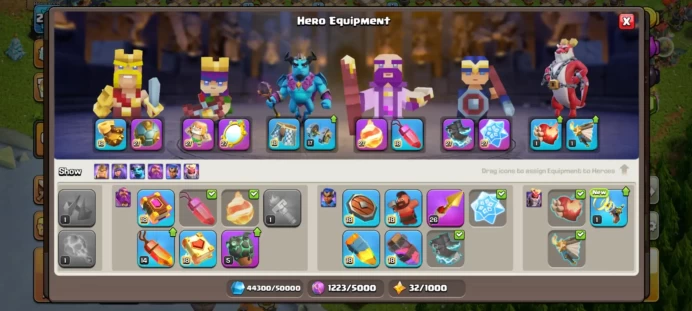 MAX EQUIPMENT EPIC - MAX DEFENSE - 2939 WAR STARS - PIXEL HERO SKIN - LOTS OF MAGIC ITEMS GEMS