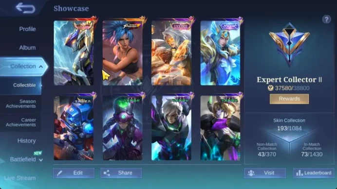 Hero 128|Skin 193|High Glory 84|Legend Saber,LBox Lesley,Zodiac Lancelot,3 Venom,2 Saber,Etc|TakeEmail|Check SS(MLBB2063)