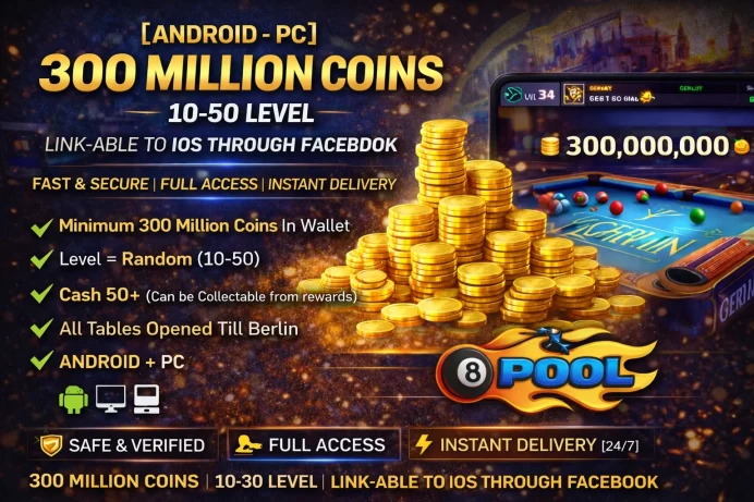 [ ANDROID - PC ] 300 MILLION COINS | 10-50 LEVEL | LINK-ABLE TO IOS THROUGH FACEBOOK | FAST & SECURE | FULL ACCESS | INSTANT DELIVERY