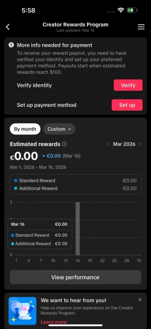 [Discounted] France Monetized Creator Rewards Program Account | 10K Authentic Followers & 113K Likes | Verified Screenshots + Good Standing