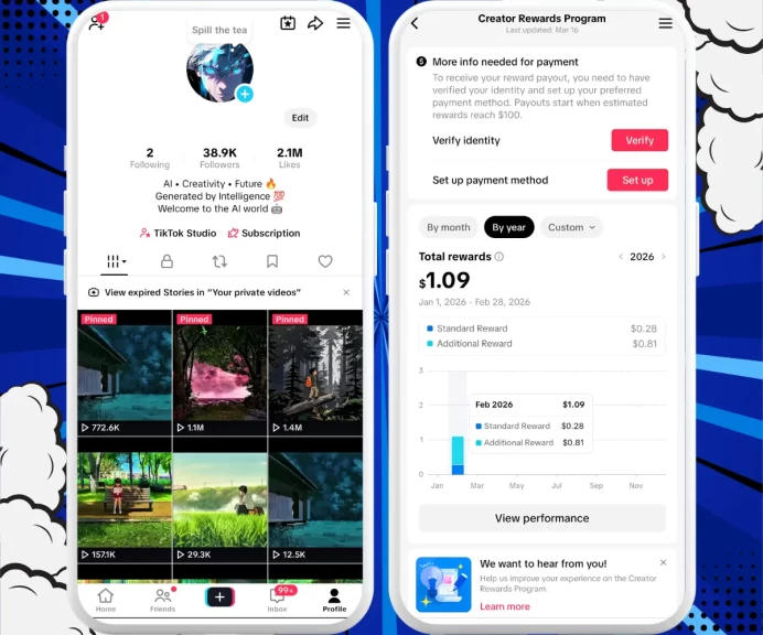 Monetized Account Creator Rewards Program Active | 38K Real Followers and 2.1M Likes | Real Screenshots + Full Access + Account in Good Standing