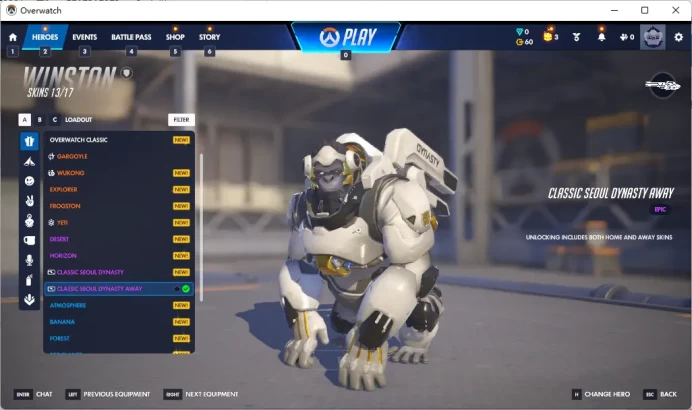 DRAGOON / MERCY / CLASSIC SEOUL DYNASTY AWAY  Gold Weapons / Full Mail Access / see the picture /  Please Read Description / pkna   