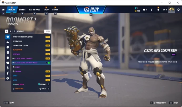 CLASSIC SEOUL DYNASTY AWAY / 4 Gold Weapons / Full Mail Access / see the picture / Please Read Description  / swpnh