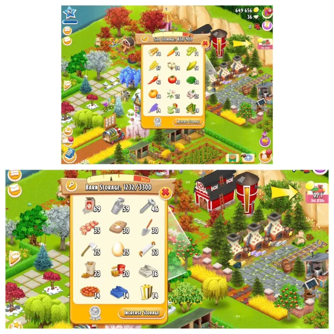 HD106 |  Level 62 |  Barn Storage 3300 | Silo Storage 900 | Coins 600K+ | Diamonds 36 |  Android & iOS -- Instant Delivery.