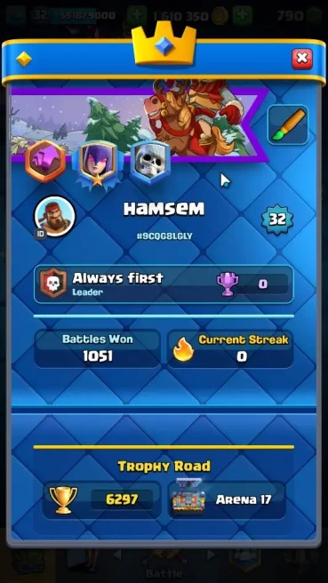 Lv 32|Trophy 6297|KTL 11|Limited Skin|Card 117|2 HERO 9 EVO 4 Camp 21 Legend 33 Epic 30 Rare + 9 WildShard|Take Email(CR1618)