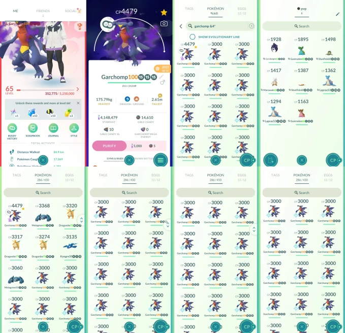 AC1350 -lv 65 Valor | x67 3000CP | x142 2000CP | x31 Legendary | x2 SHUNDO | x31 shiny | x67 100IV | x61 3000CP+ 100IV Garchomp | pvp 1500 team