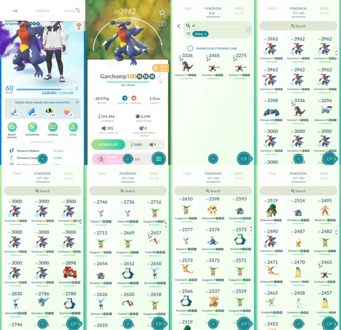AC1351 -lv 60 Mystic | x20 3000CP | x130 2000CP | x11 Legendary | x3 SHUNDO | x48 shiny | x31 100IV | x17 3000cp+ 100IV Garchomp | Shundo Haxoru