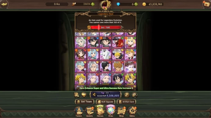 Global|5,2M CC|84 LS|2 LR+11 UR+Collab FF+Konosuba|Brunhild,Elizabeth,Salos,Sabunak,Tristan6/6,Sho,Aqua,Etc|Code Only(SDS3920)