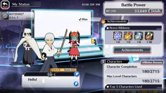 [GLOBAL]6K Orb+Fresh All Story|Jushiro Soul Reaper,Ururu,Nemu Christmas24,Byakuya TYBW24,Halibel Unleashed,Etc|Klab ID(BBS2454)
