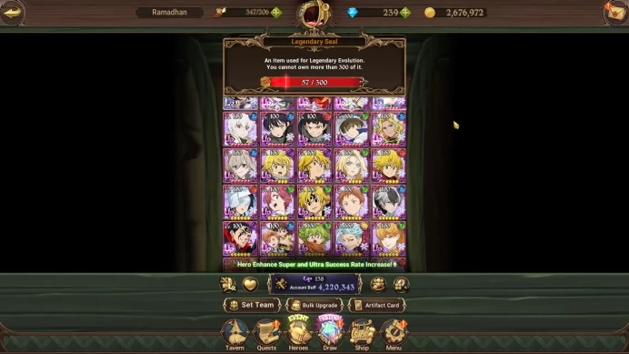 Asia|4,2M CC|57 LS+239 DM|1 LR+7 UR+Full Colab FF|Merlin2/6,Salos,Sabunak3/6,Meresca3/6,KDiane,Sho,Shinra,Etc|Code Only(SDS3922)