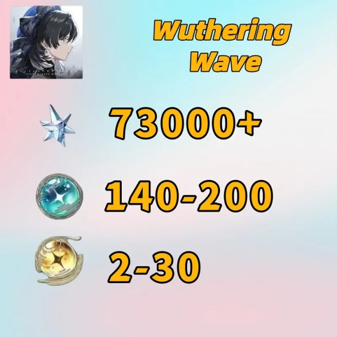 Asia///Astrite:73000+|Lustrous Tide:140-200|Radiant Tide:2-30|1-10 weapons|Microsoft Mailbox/Email|safe and stable|Wuthering Waves