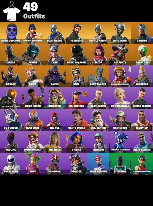 [all platform] 49 Skins |  OG Skull Trooper  | The Reaper | Sparkle Specialist | Blue Squire | Mako | Take The L | Elite Agent
