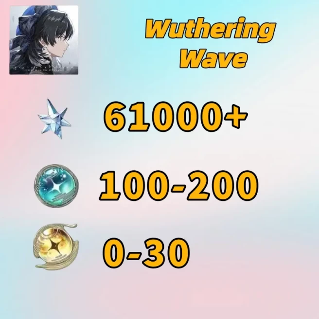 America///Astrite：61000+|Lustrous Tide：100-200|Radiant Tide：0-30|1-10 weapons|Microsoft Mailbox/Email|safe and stable|Wuthering Waves